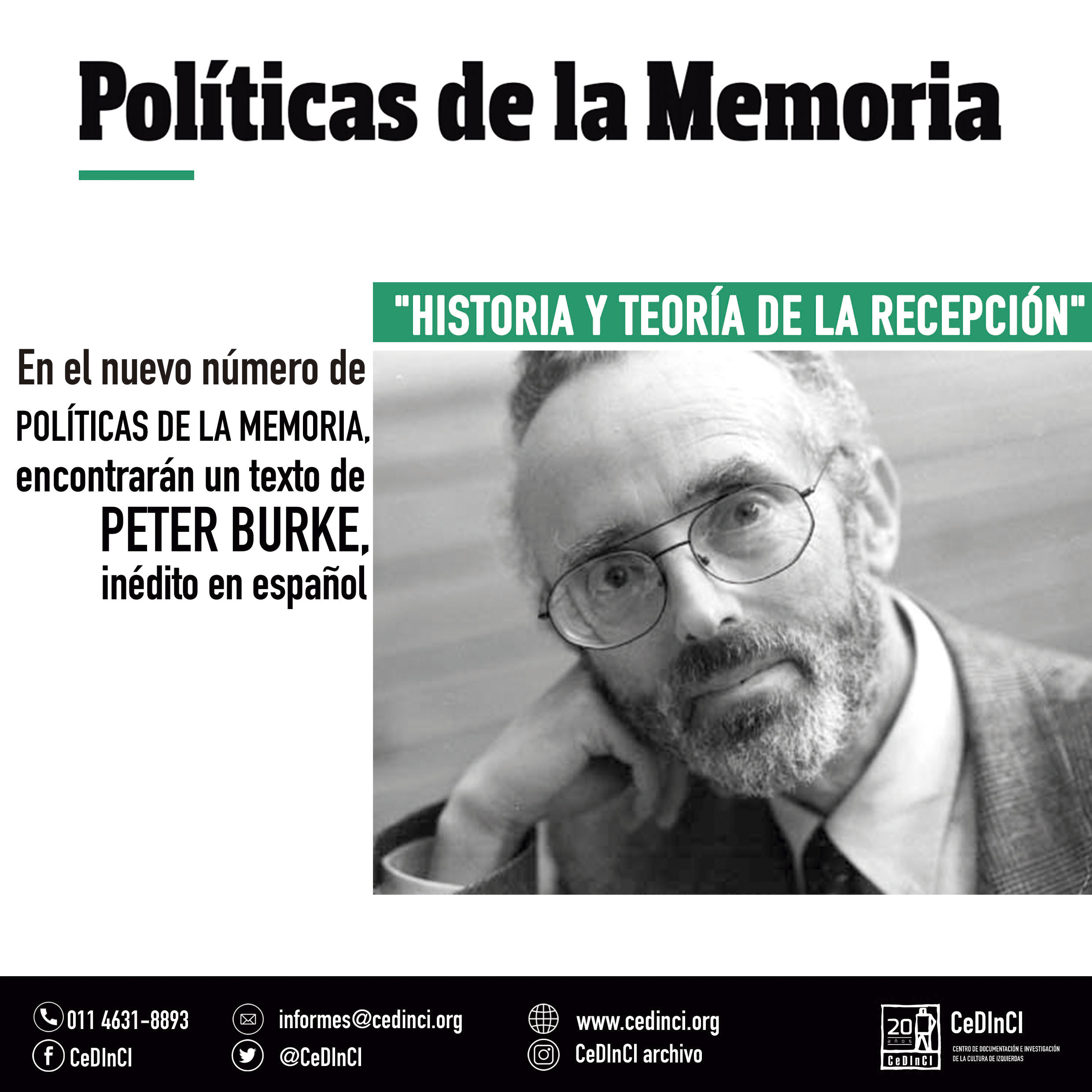 Peter Burke en Políticas de la Memoria